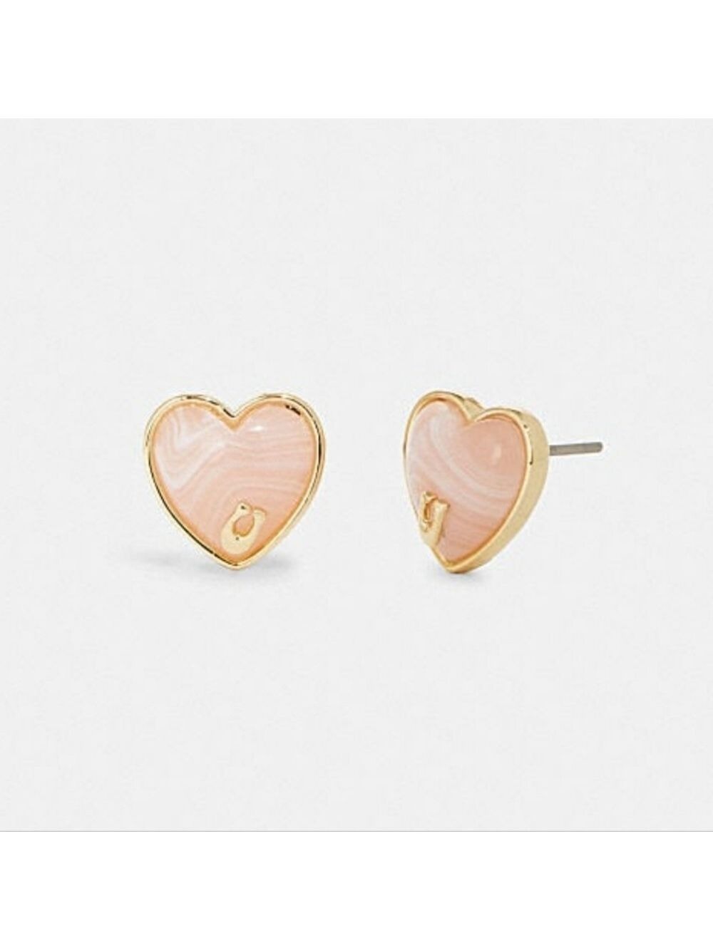 Coach Signature Pink Heart Stud Earrings